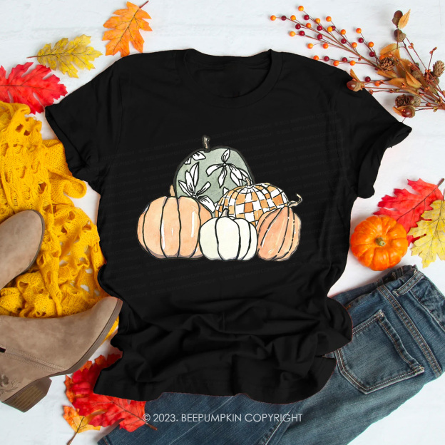 Autumn Fall Shirts-Watercolor Pumpkins