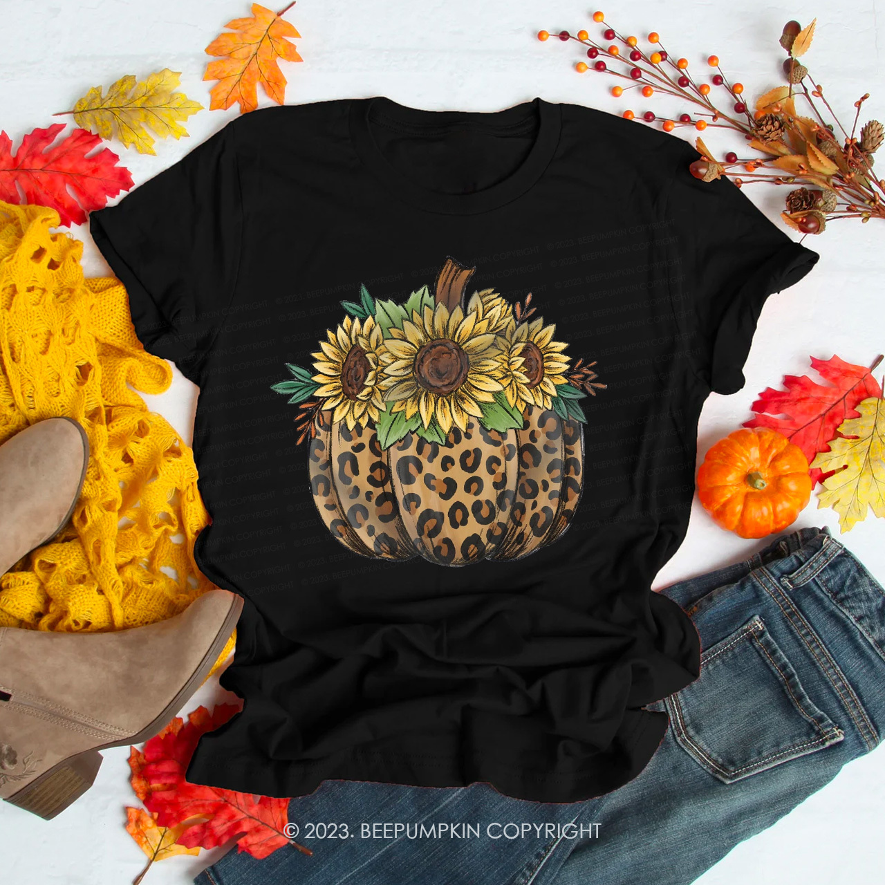 Retro Daisy Fall Pumpkin Shirts