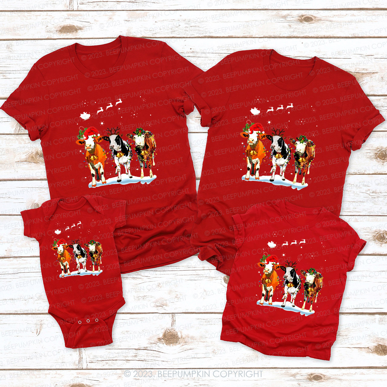 Cute Cow Christmas Family Matching Shirts Beepumpkin