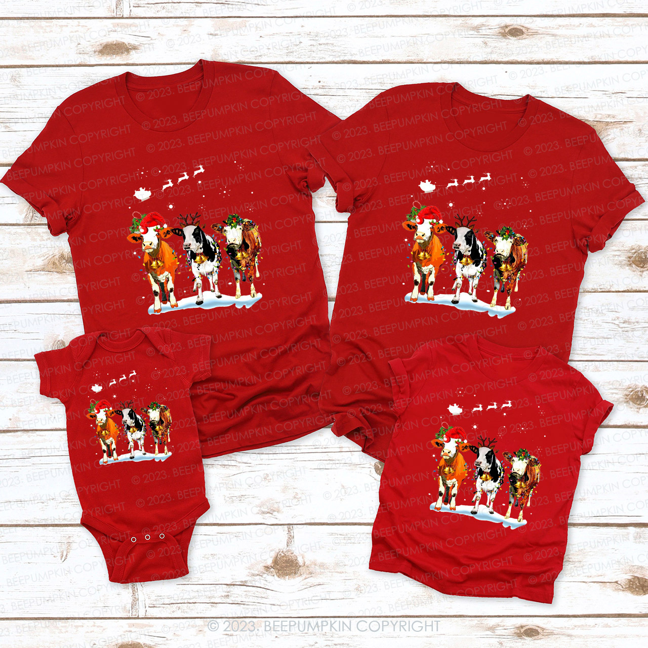 Cute Cow Christmas Family Matching Shirts Beepumpkin