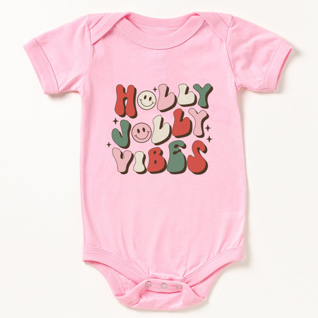 Cute Natural Holly Jolly Vibes Bodysuit For Baby