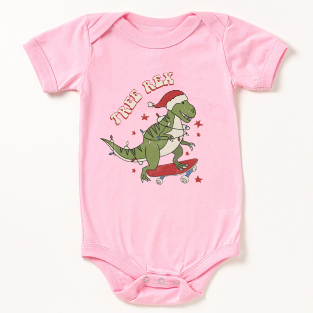 Tree Rex Retro Baby Christmas Bodysuit