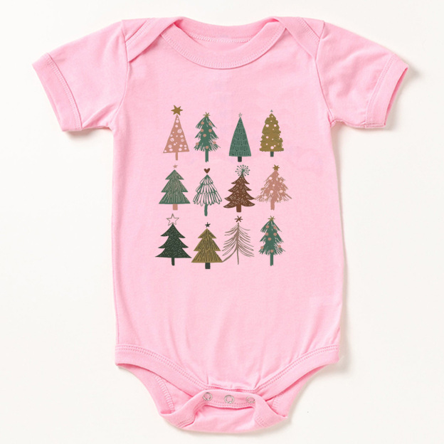 Holiday Natural Christmas Trees Bodysuit For Baby Beepumpkin