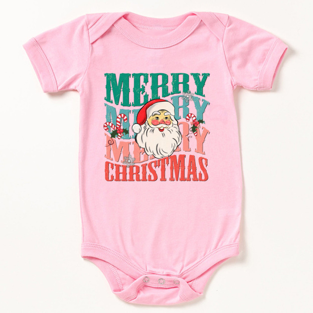 Merry Christmas Cute Santa Natural Bodysuit For Baby Beepumpkin