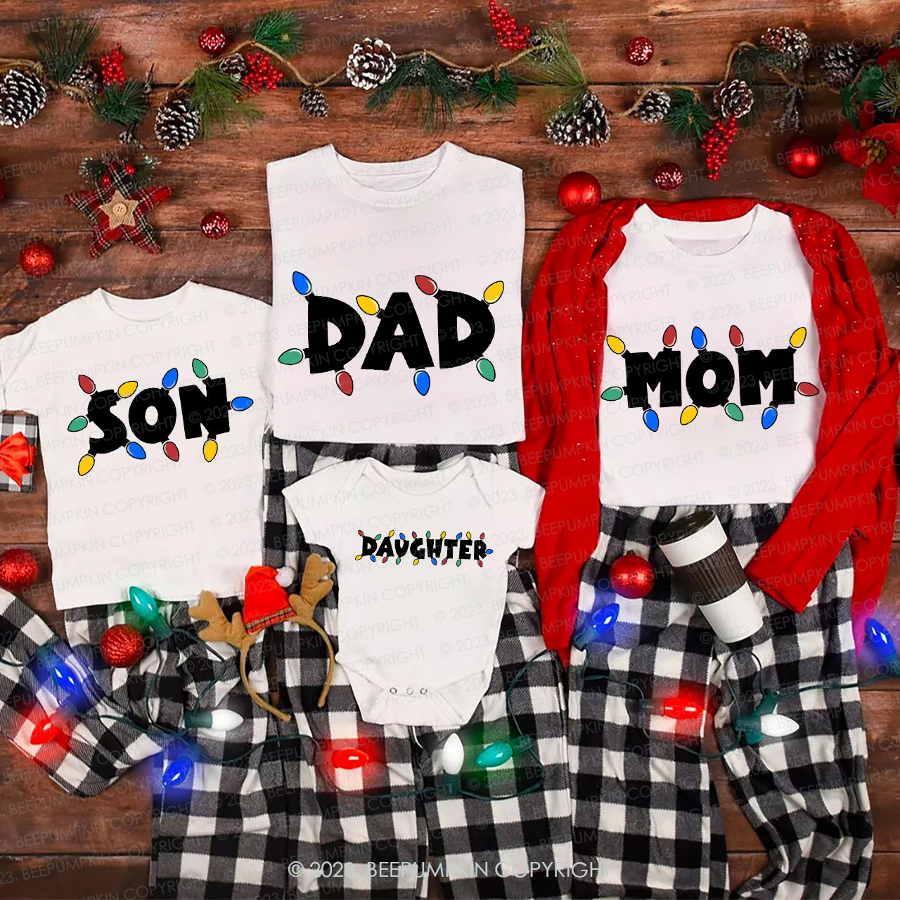 Personalized Christmas Lights Matching Shirts Beepumpkin