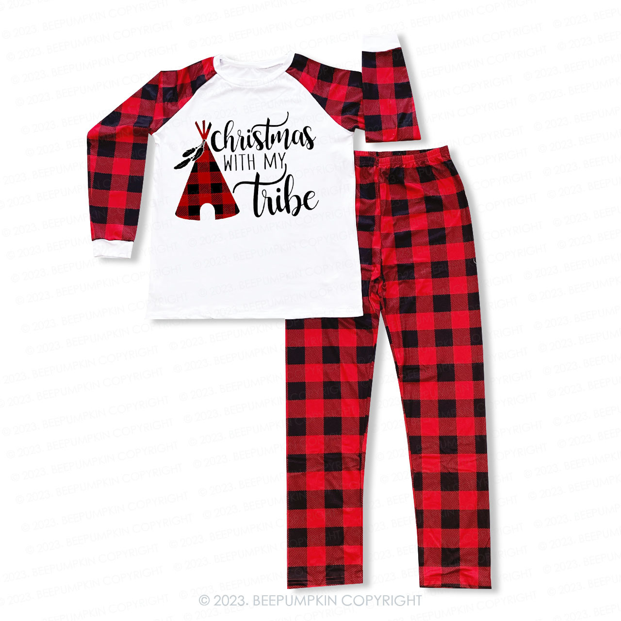 Christmas With My Tribe Family Matching Pajamas Beepumpkin