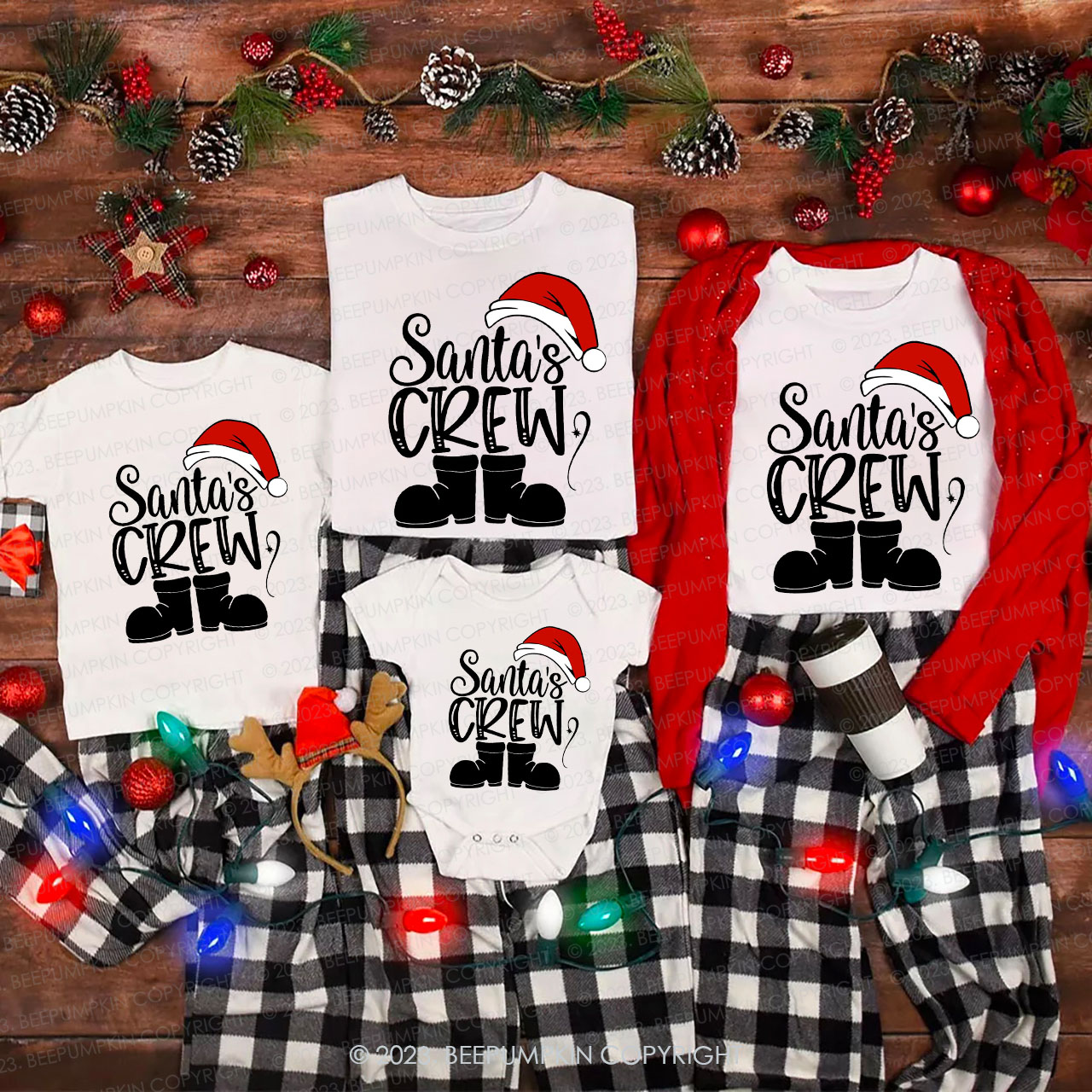 Santa's Crew Christmas Crew Family Matching Shirts Beepumpkin