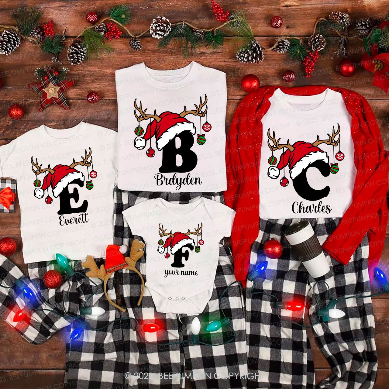 Personalized Christmas Alphabet Family Matching Shirts Beepumpkin