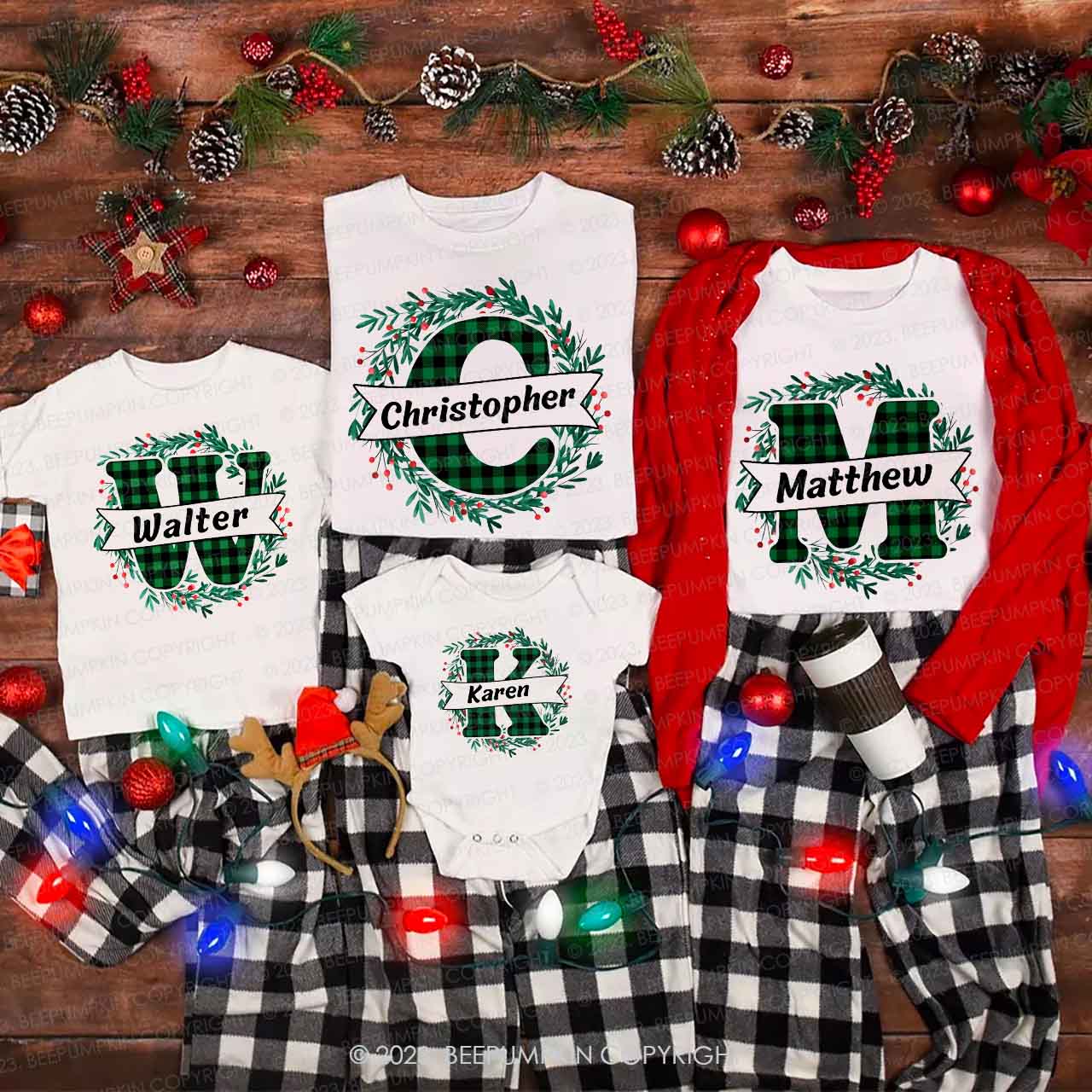 Monogrammed Christmas Family Matching Shirts Beepumpkin