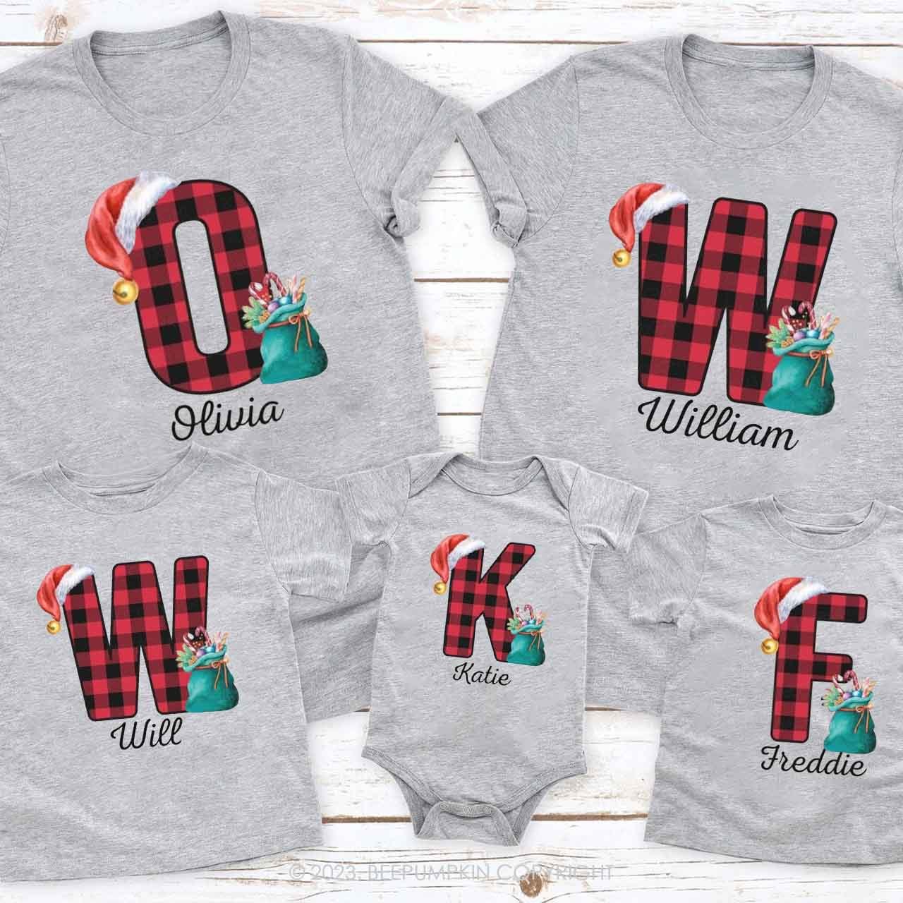 Funny Monogrammed Christmas Family Matching Shirts Beepumpkin