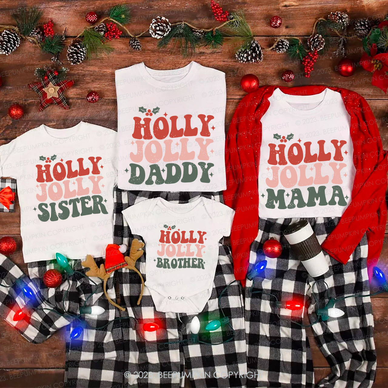 Christmas Hello Jolly Family Matching Shirts Beepumpkin