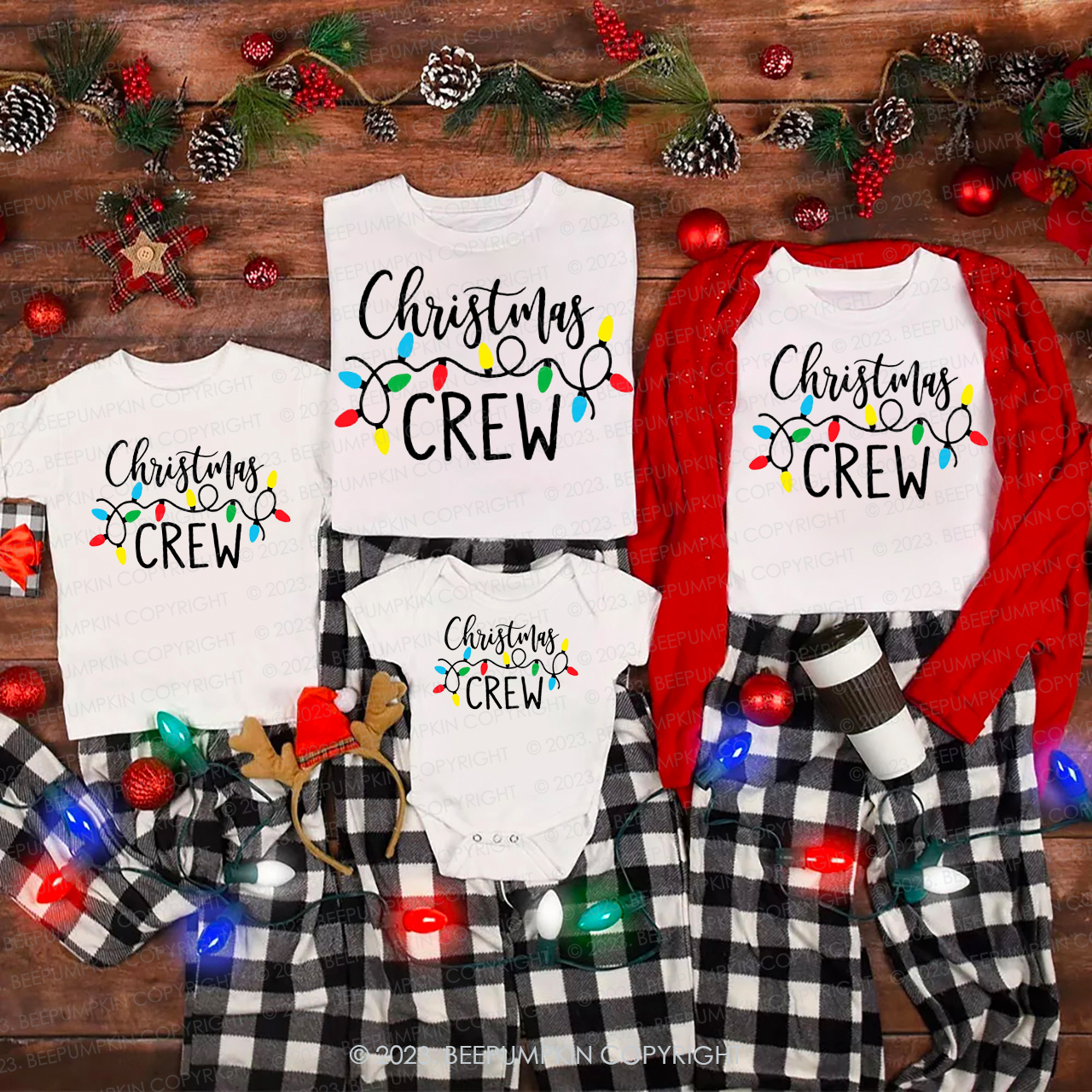 Christmas Lights Crew Family Party Shirts Beepumpkin