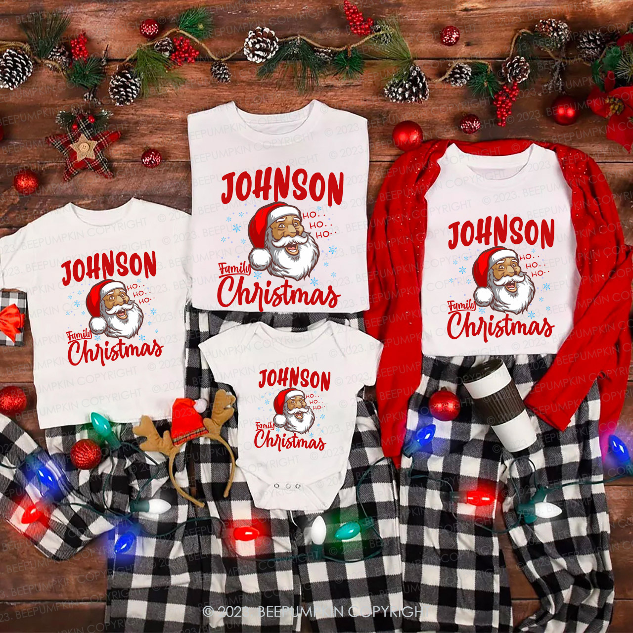 Santa Claus Jonhson Family Christmas Shirts Beepumpkin