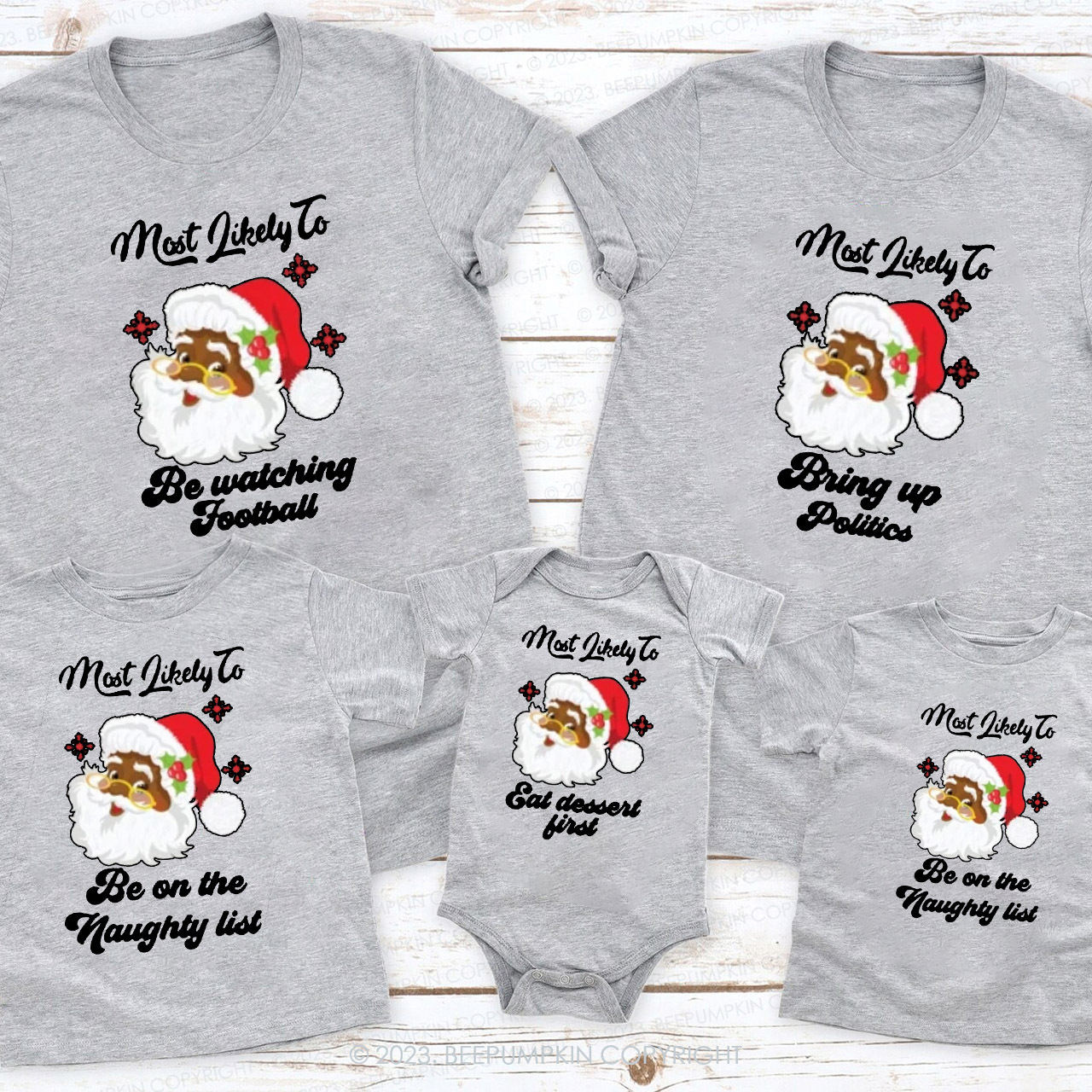 Personalized Cute Santa Family Christmas Shirts Beepumpkin