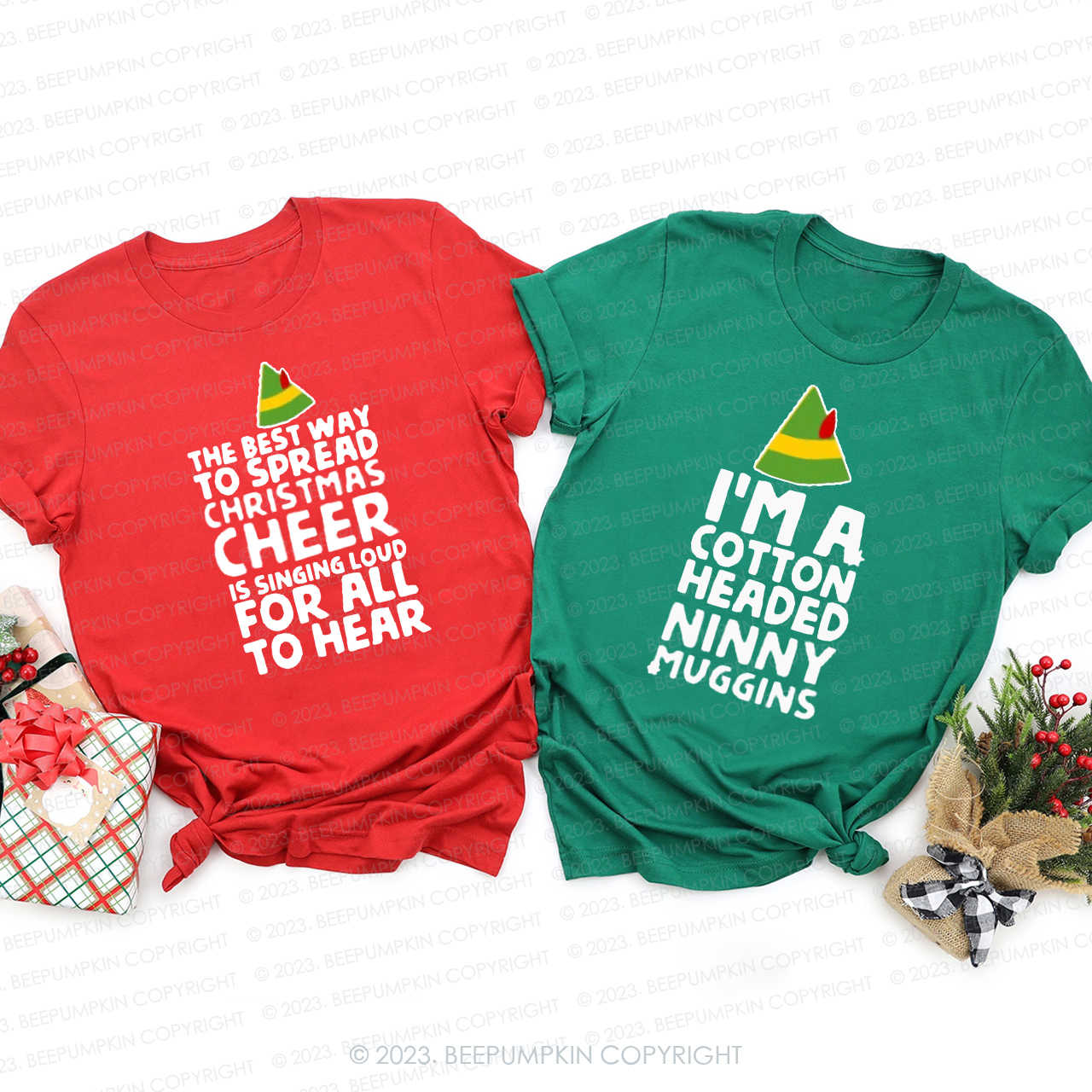 Personalized Cute Elf  Family Christmas Shirts Beepumpkin