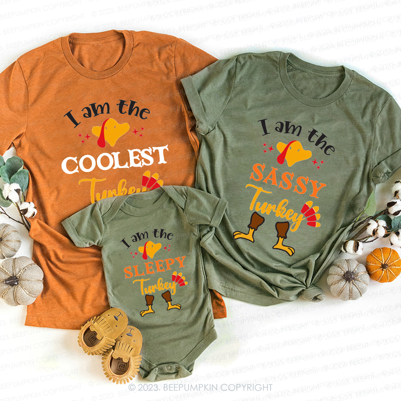 Personalization I AM THE Turkey Thanksgiving Family Shirts Beepumpkin