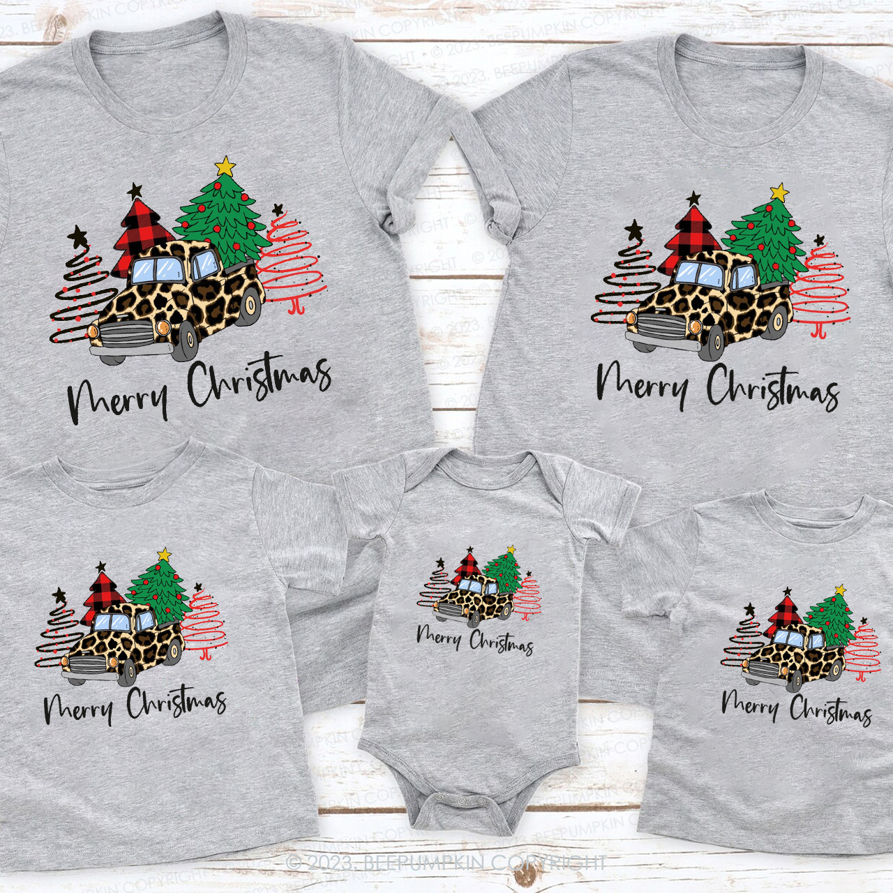 On the Way to Buy a Christmas Tree Family Shirts Beepumpkin