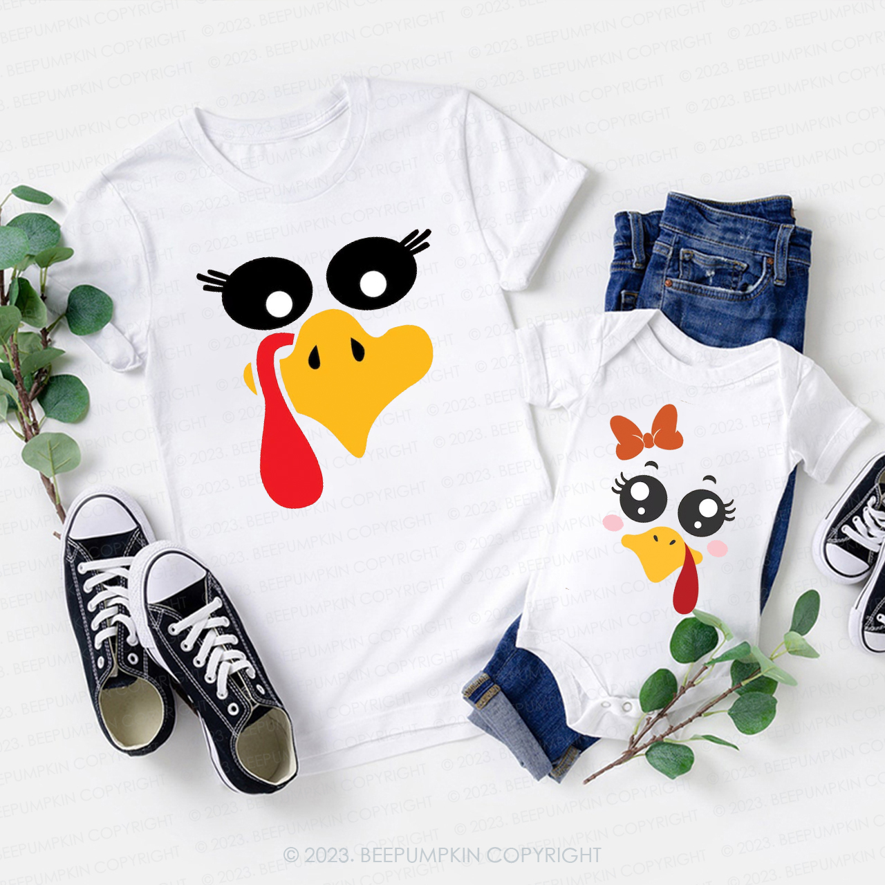 Turkey Face Fall Matching Family Shirts Beepumpkin