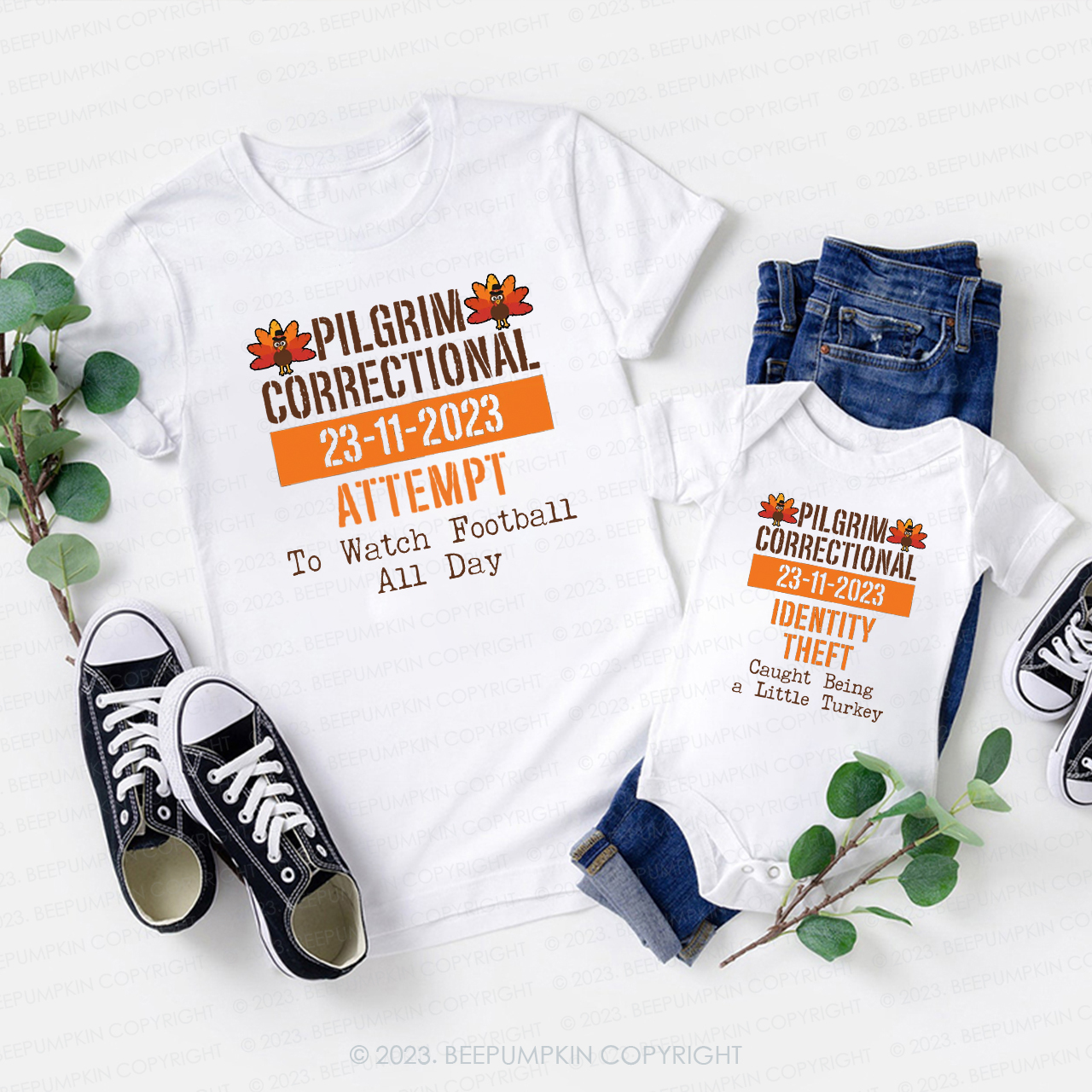 Pilgrim Correctional Matching Family Thanksgiving Shirts Beepumpkin