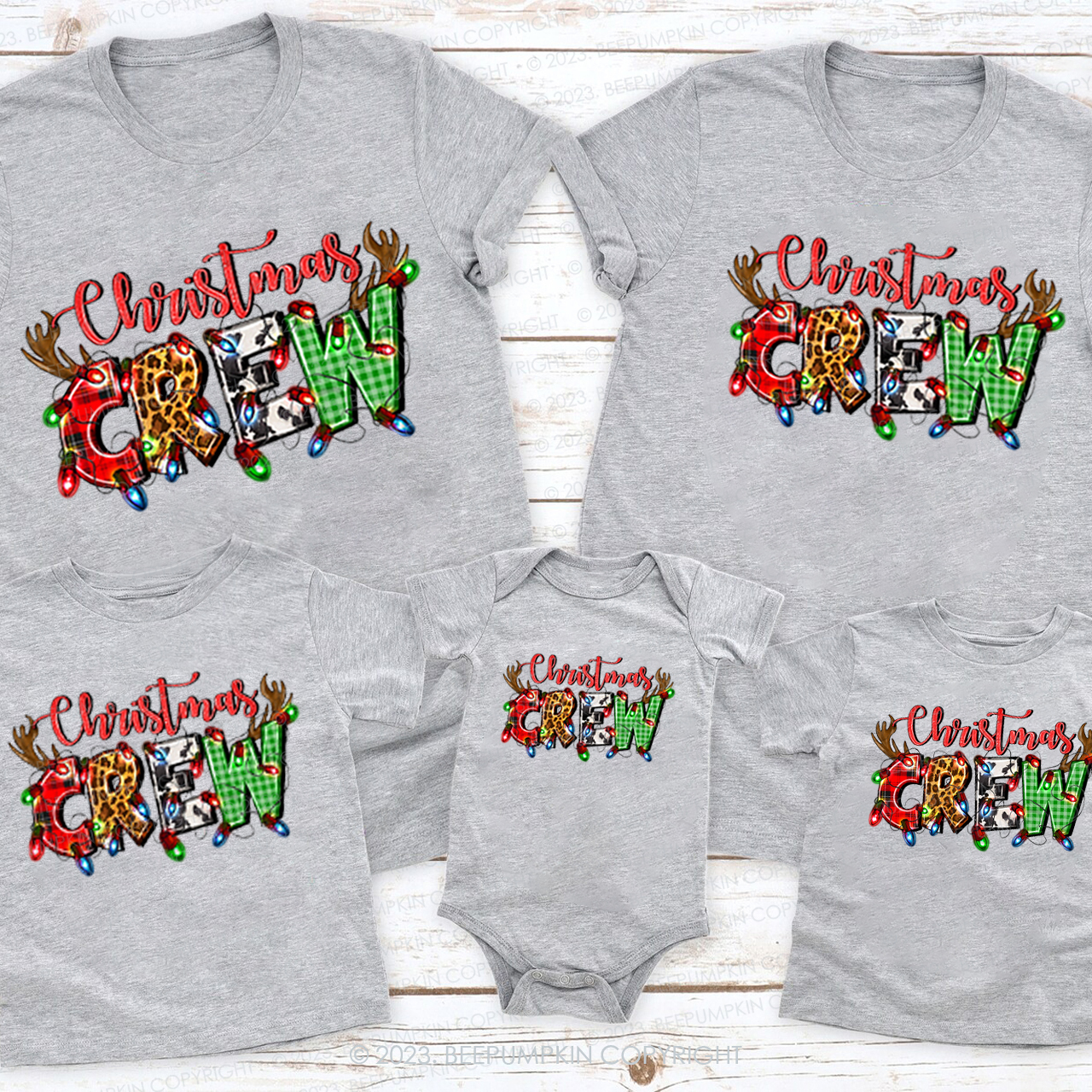 Retro Lighting Christmas Crew Matching Shirt For Family Beepumpkin