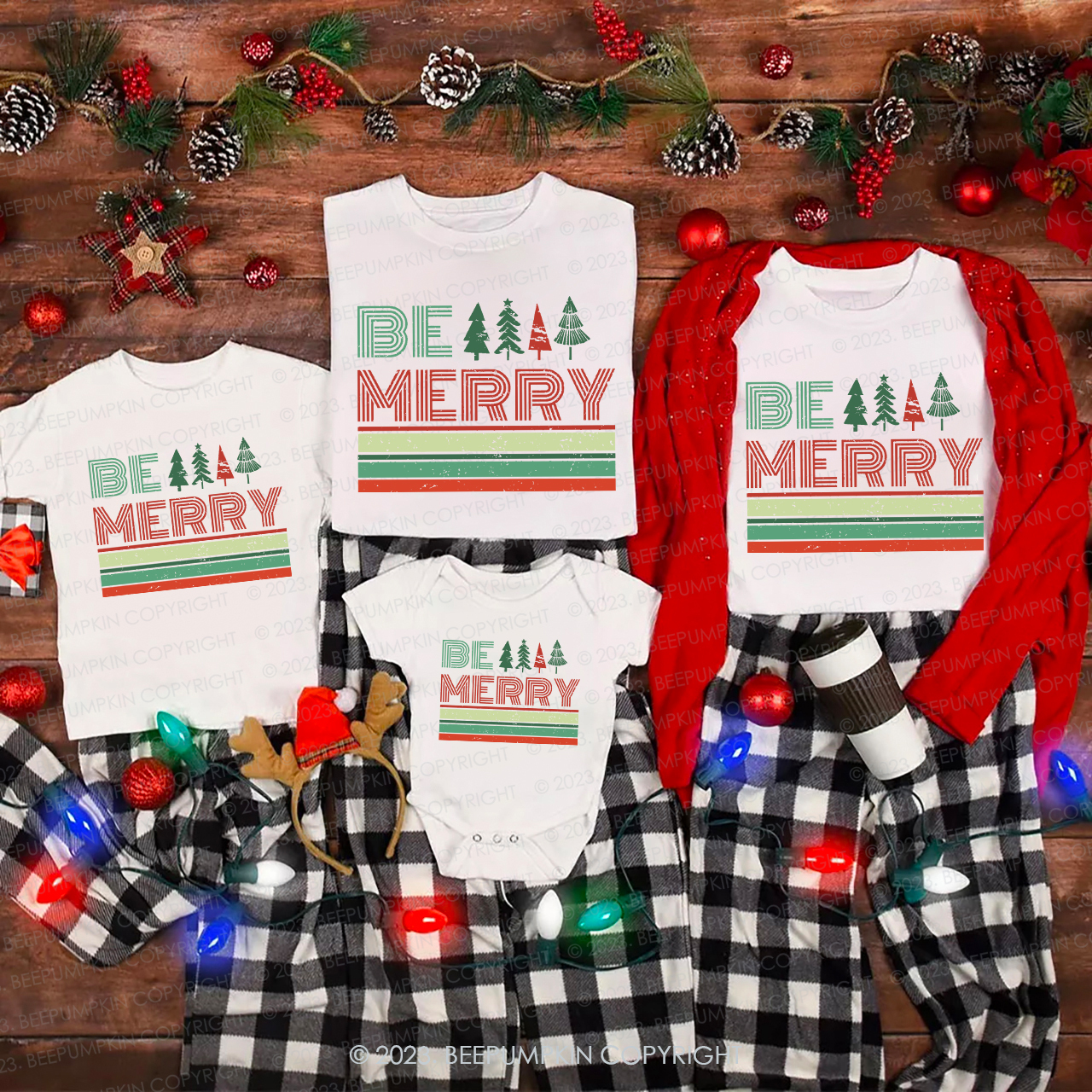 Vintage Be Merry Holiday Shirt For Family Beepumpkin