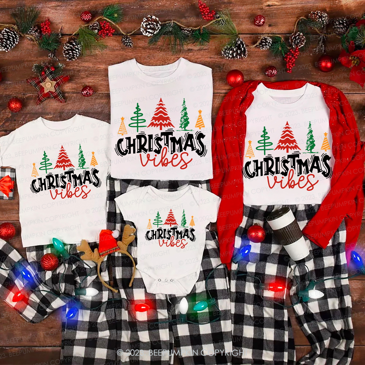 Christmas Vibes Forest Matching Tees For Family Beepumpkin