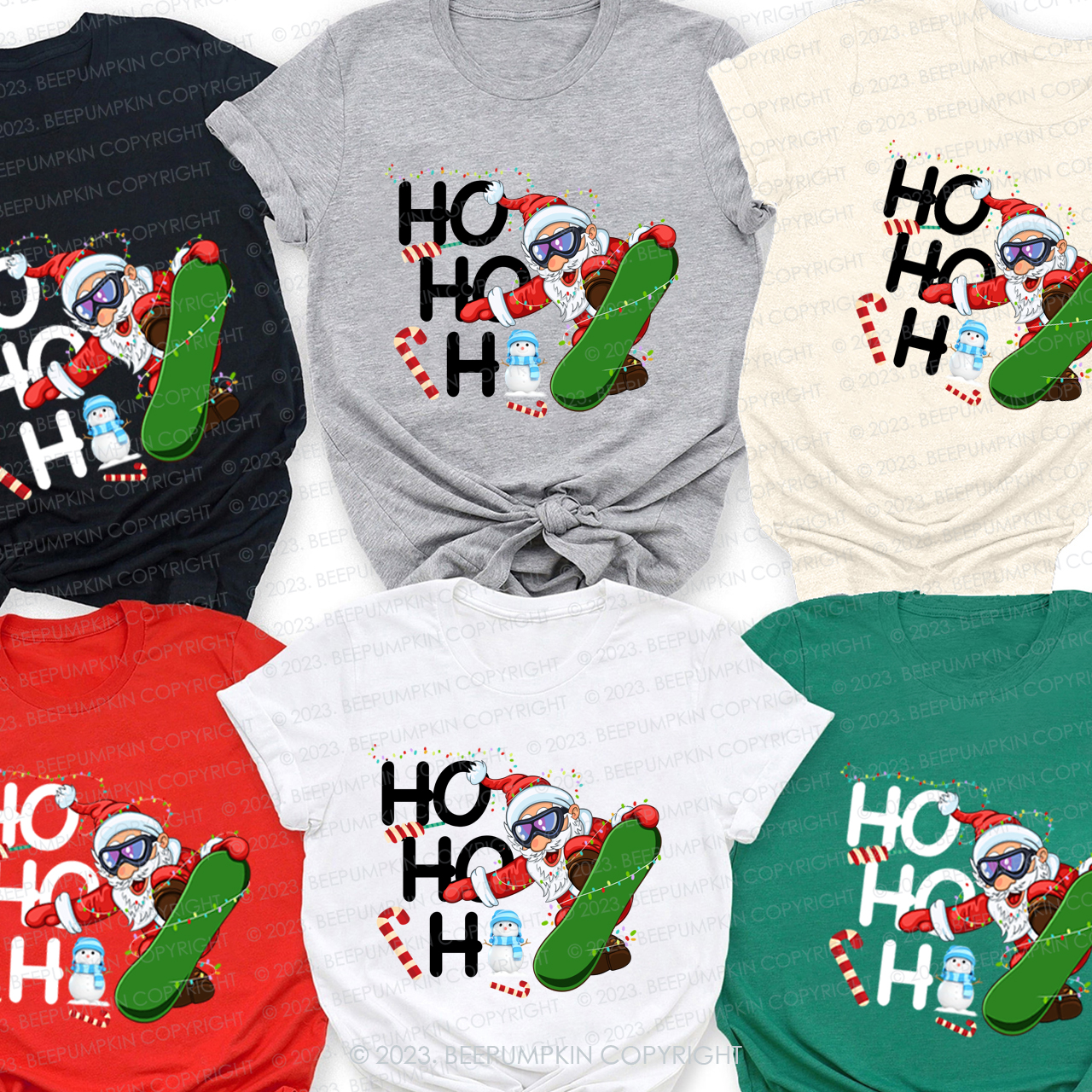Hohoh Santa Claus Skiing Matching Tees For Family Beepumpkin