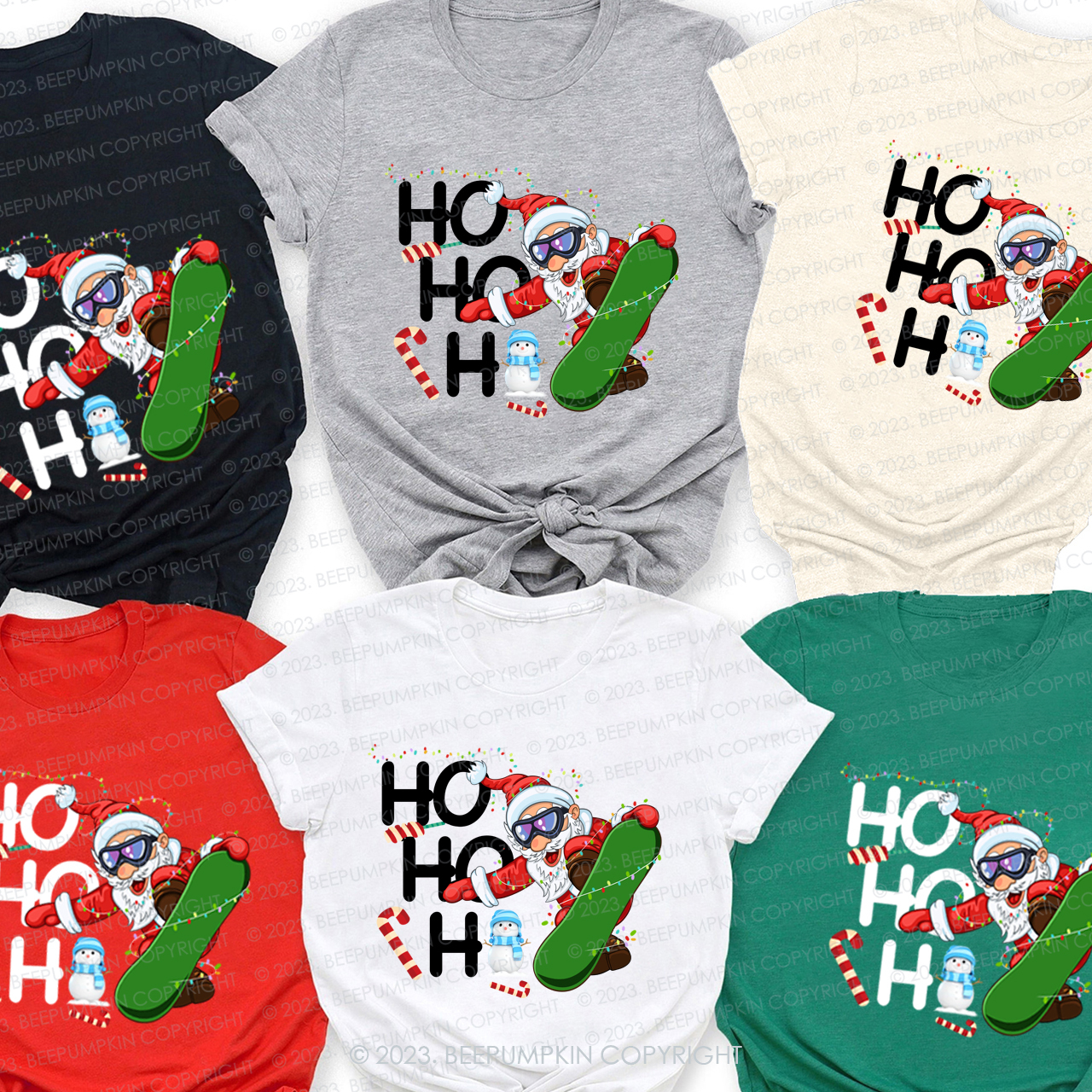 Hohoh Santa Claus Skiing Matching Tees For Family Beepumpkin