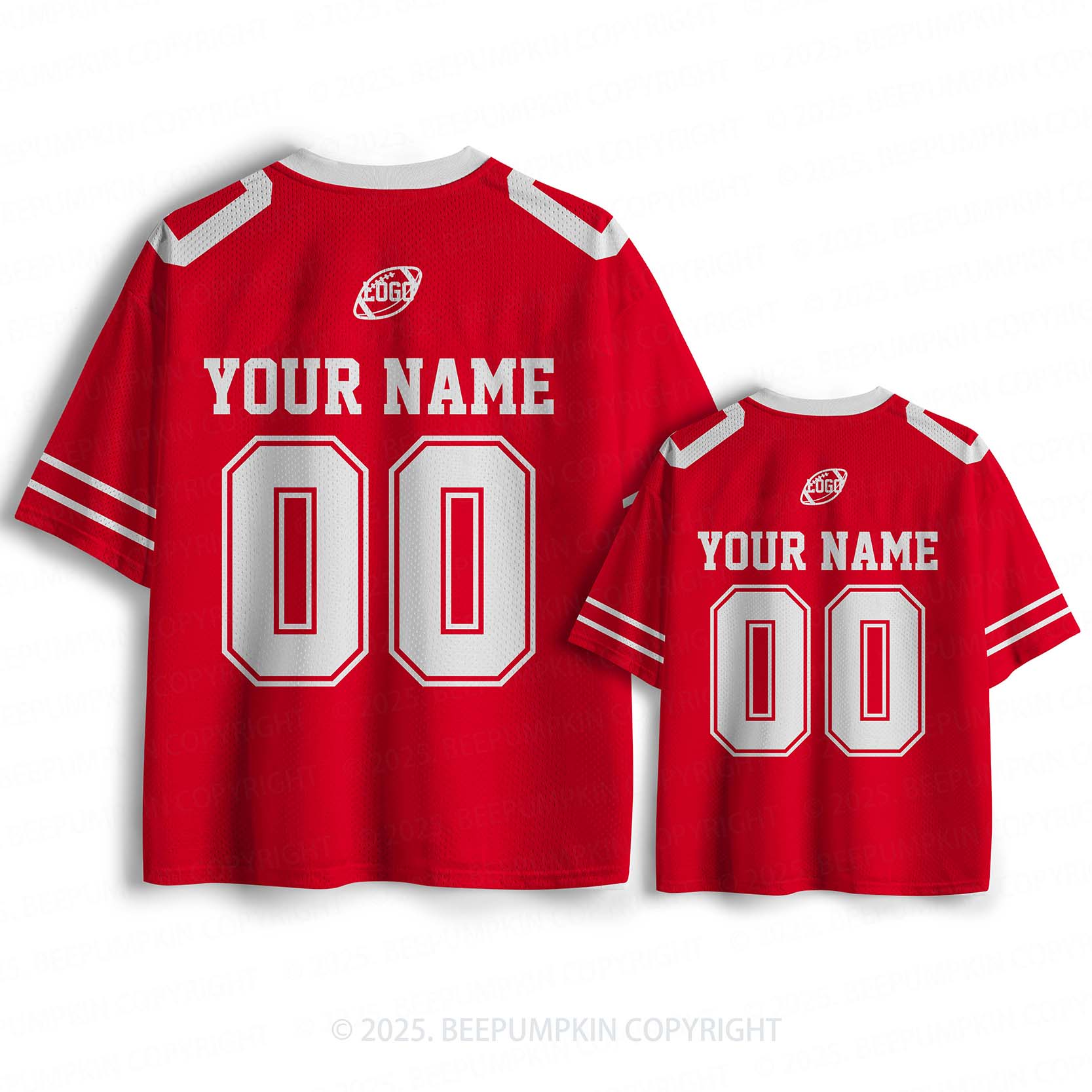 Personalized Team Name & Number Red Family Matching Sport Jersey Beepumpkin