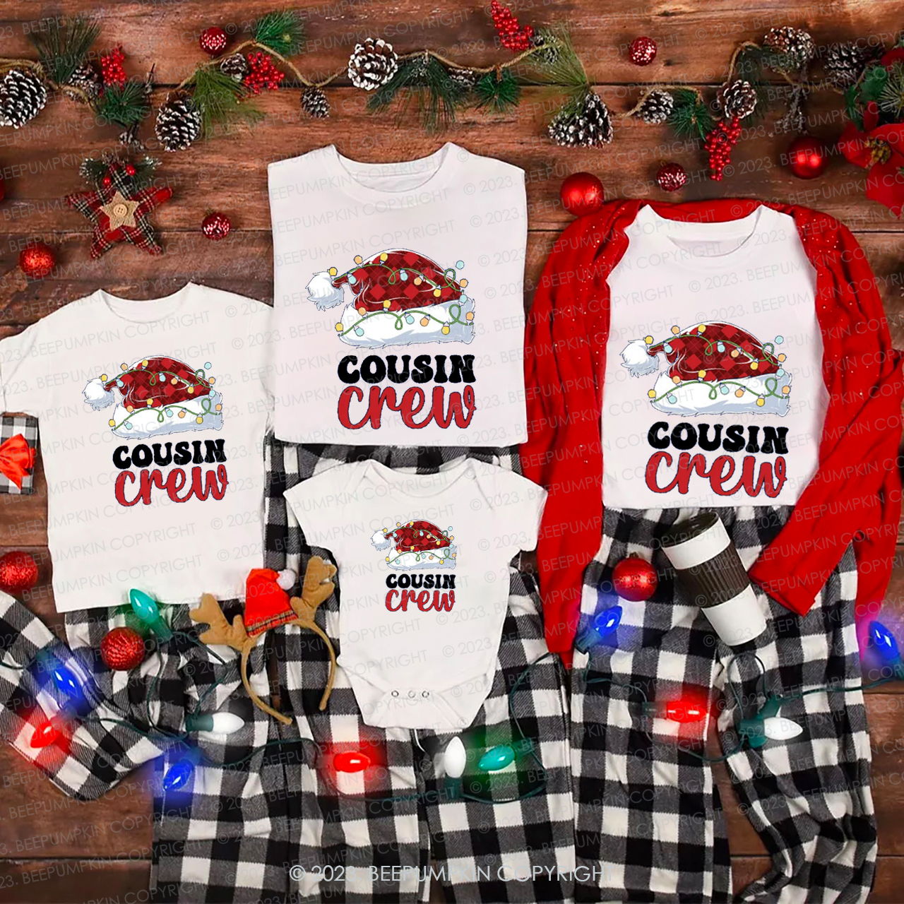 Cousin Crew Santa Claus Hat Matching Tees Beepumpkin