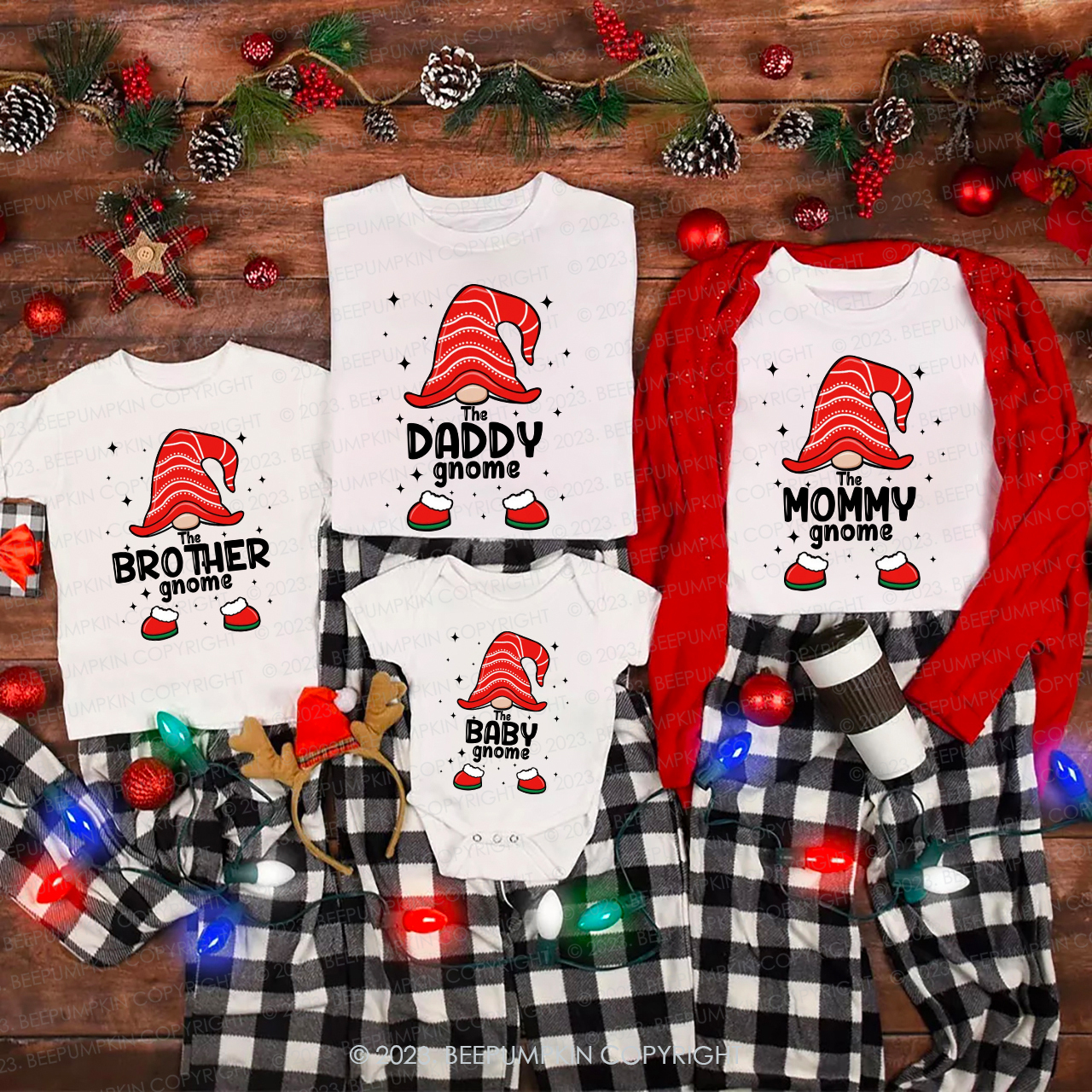 Custom Gnome Christmas Matching T-Shirts Beepumpkin
