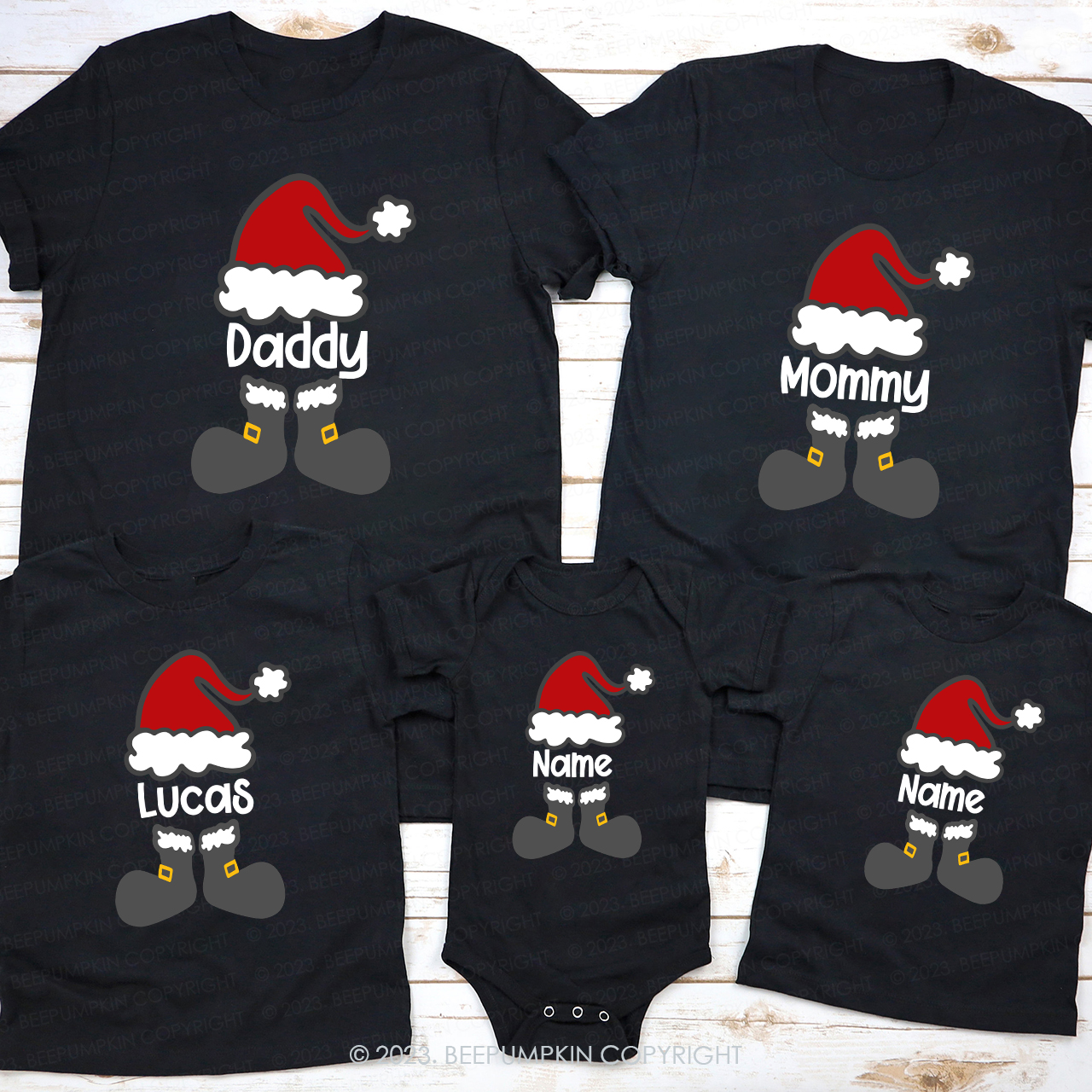 Personalized Funny Santa Hat Family Shirts Beepumpkin