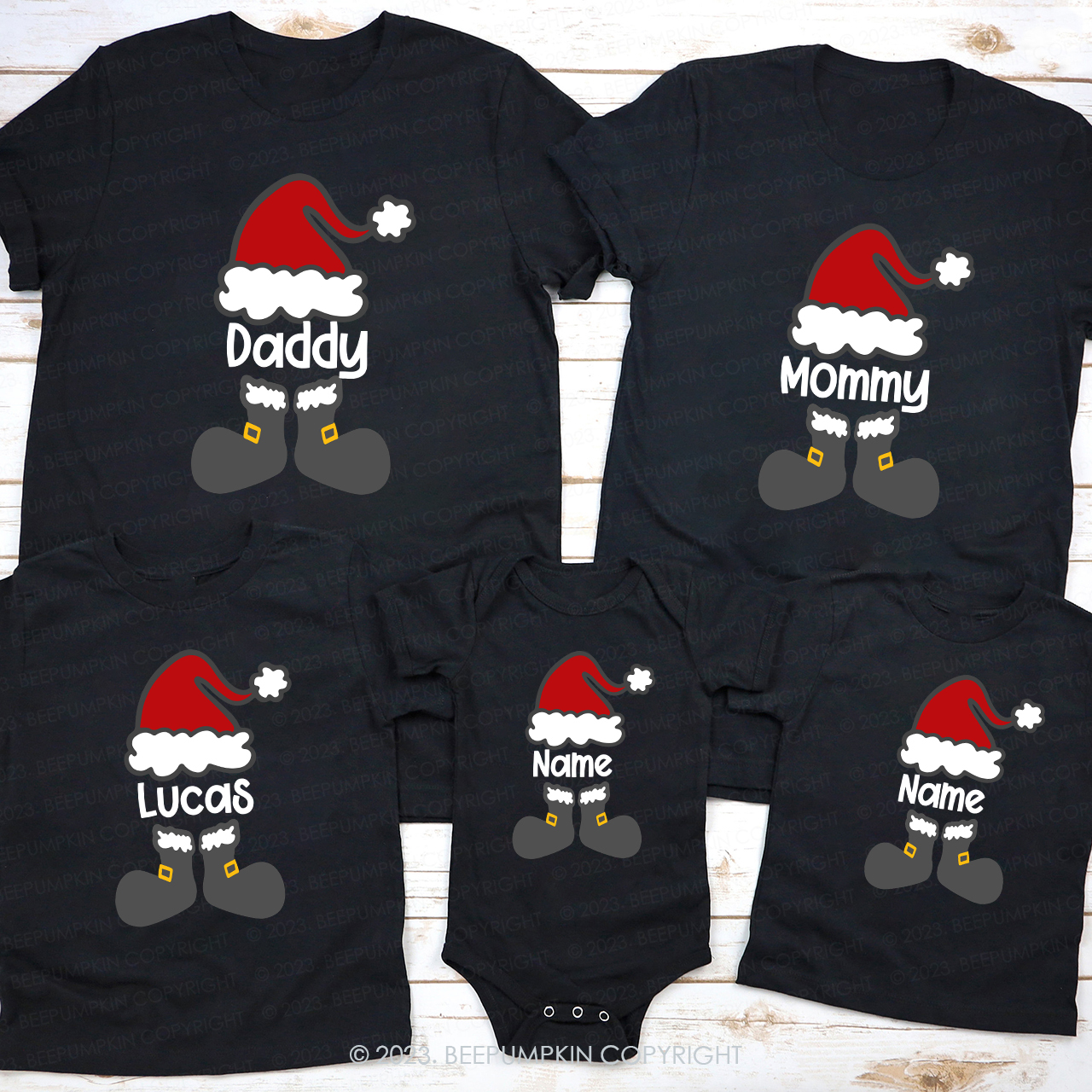 Personalized Funny Santa Hat Family Shirts Beepumpkin