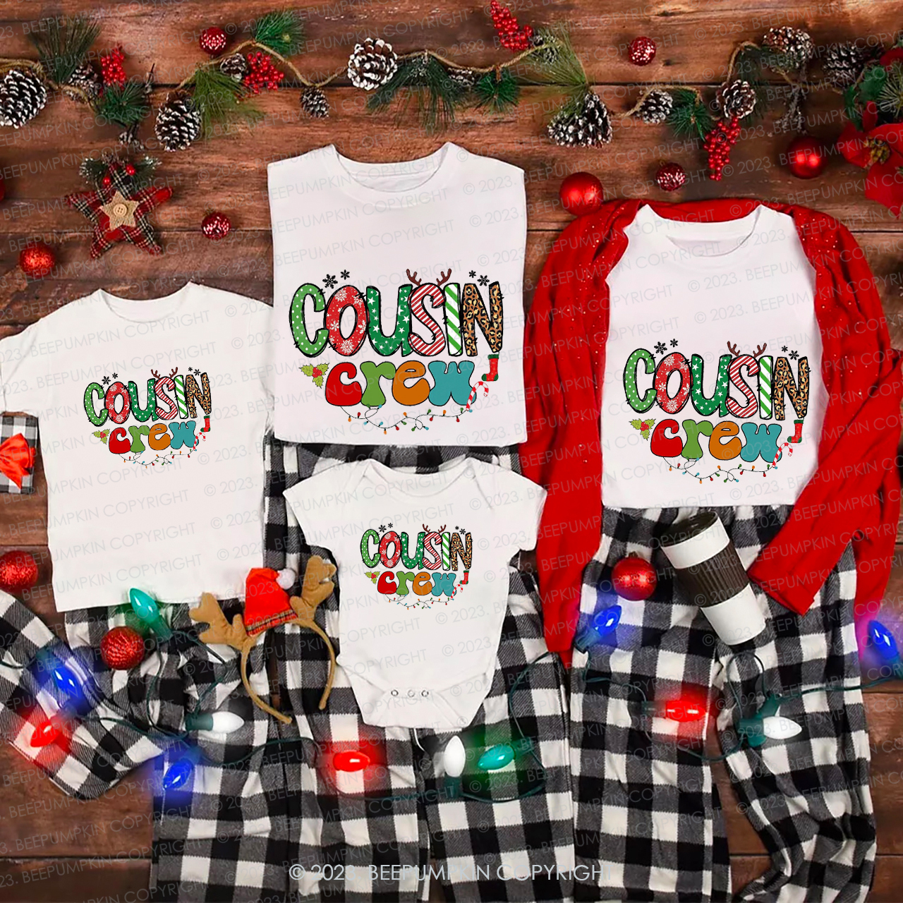 Cousin Crew Happy Christmas Family Matching Shirts Beepumpkin