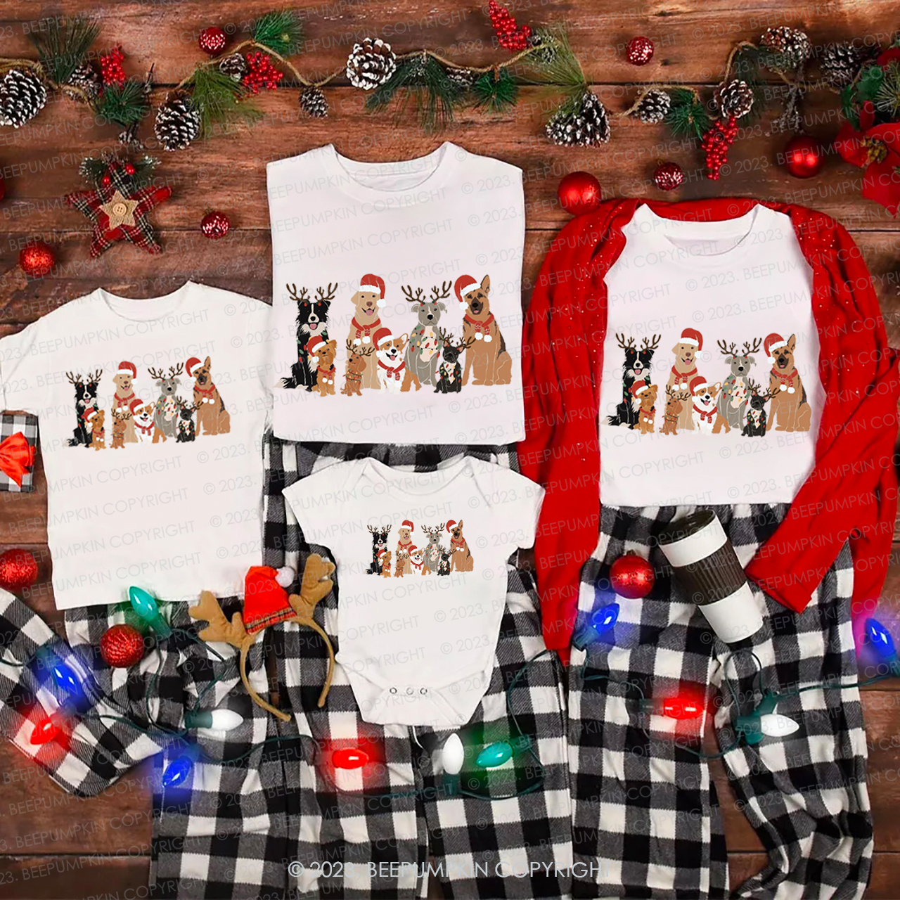 Happy Christmas Life for Dogs Family Matching Shirts Beepumpkin