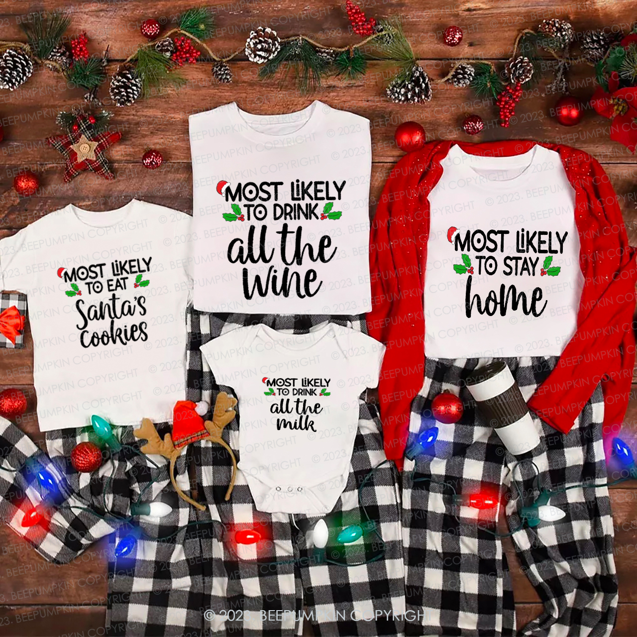 Personalized Most Likely To Funny Christmas Matching Family T-shirts Beepumpkin 