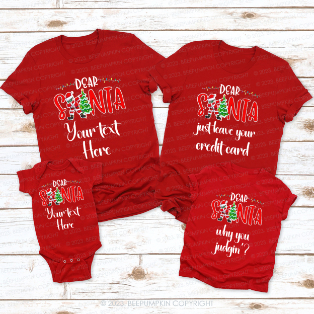 Personalized Crazy Dear Santa Christmas Family Matching Tees Beepumpkin