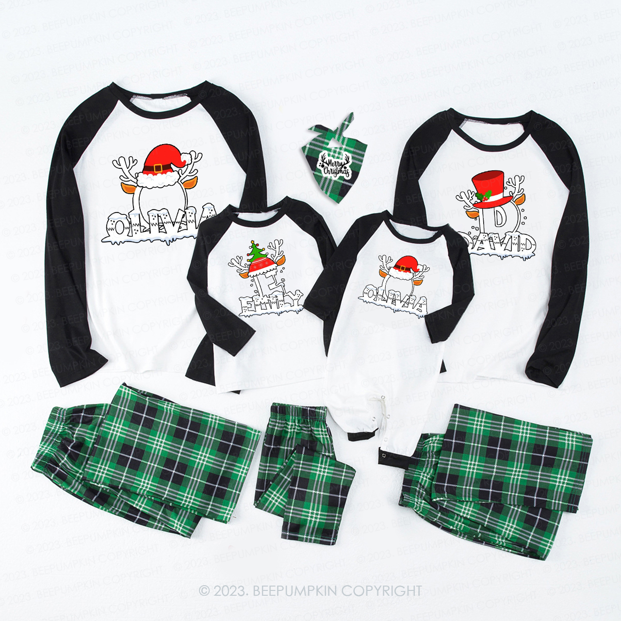 Personalized Various Christmas Hats Family Matching Pajamas Beepumpkin