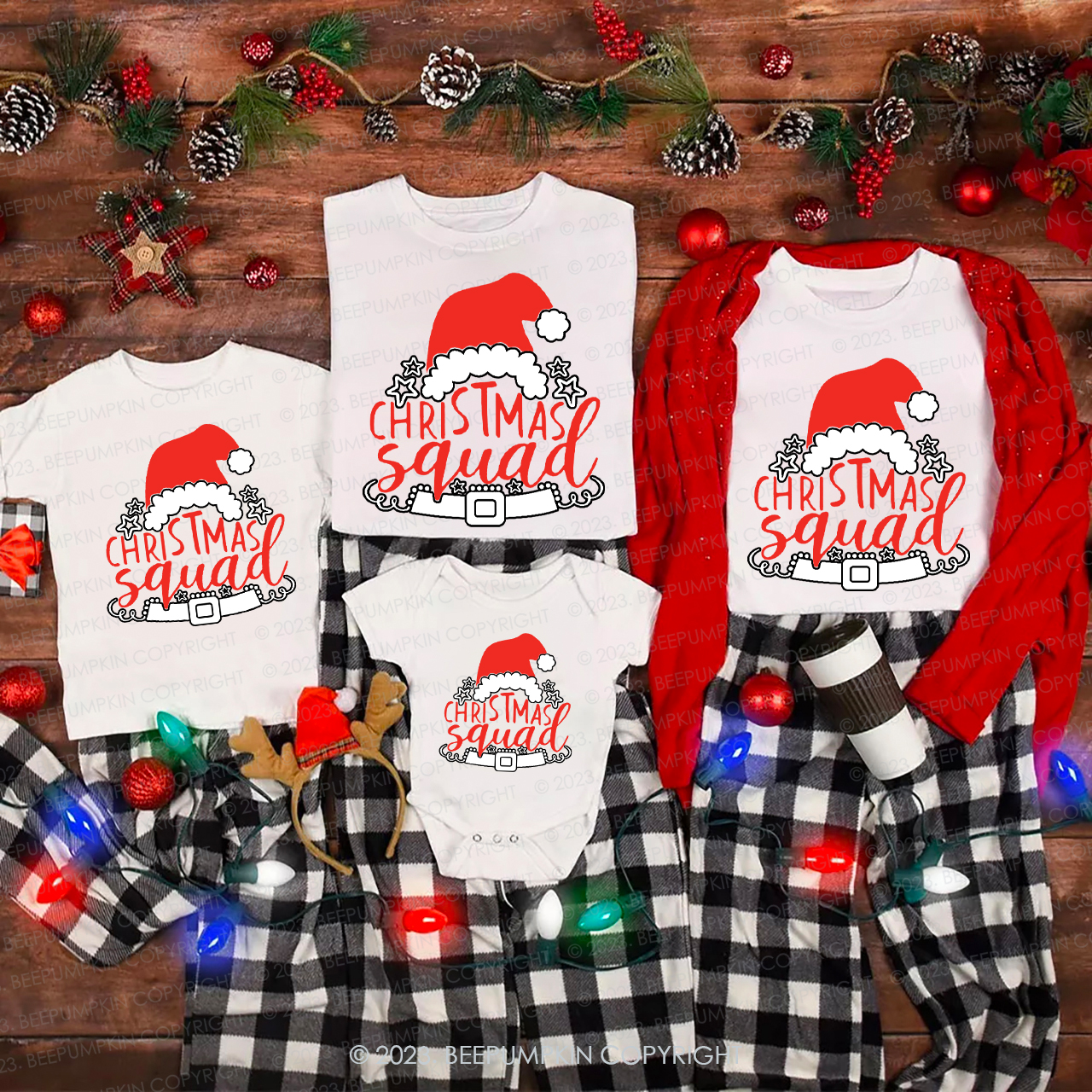 Happy Christmas Squad Family Matching Tees Beepumpkin