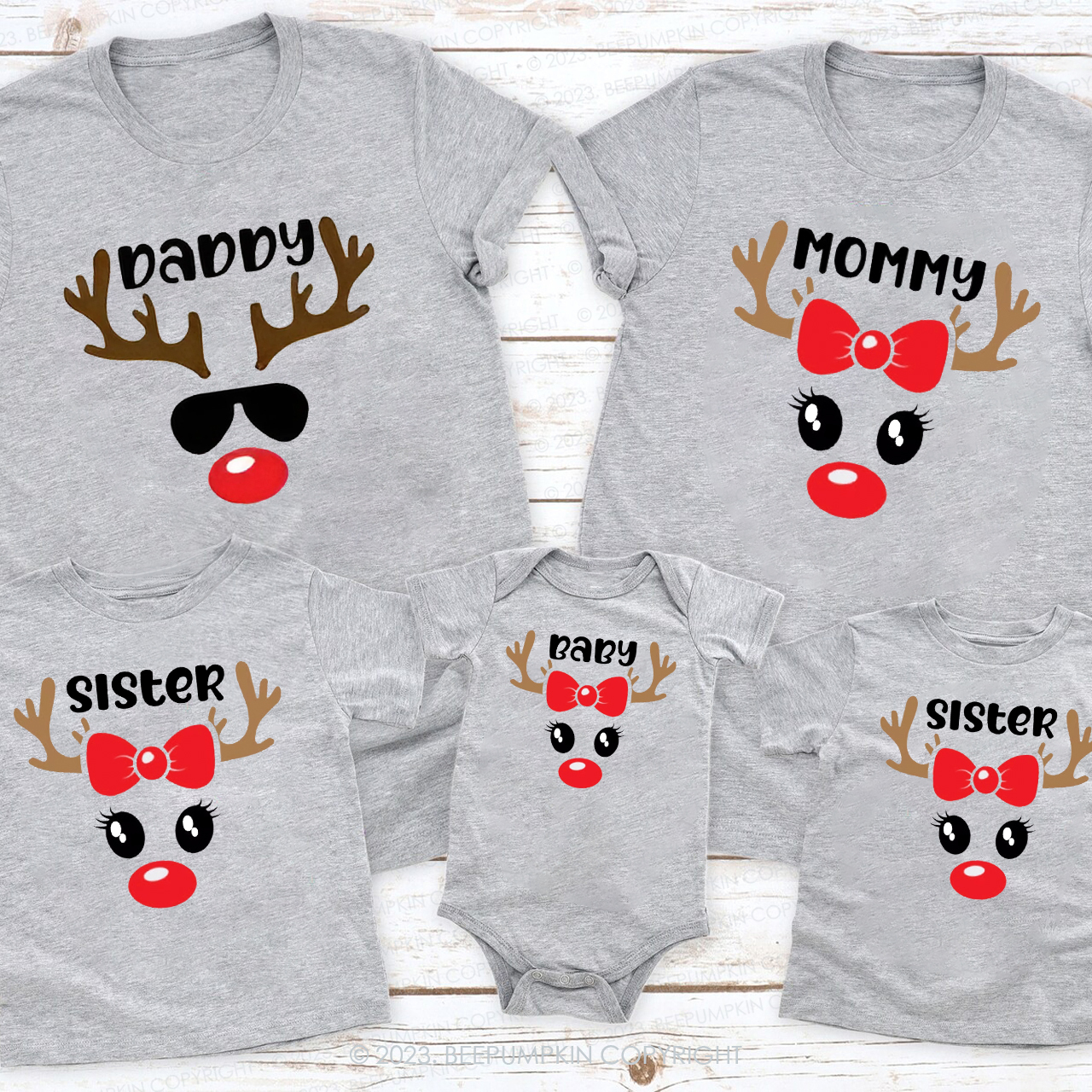 Personalized Xmas Reindeer Family Matching Shirts