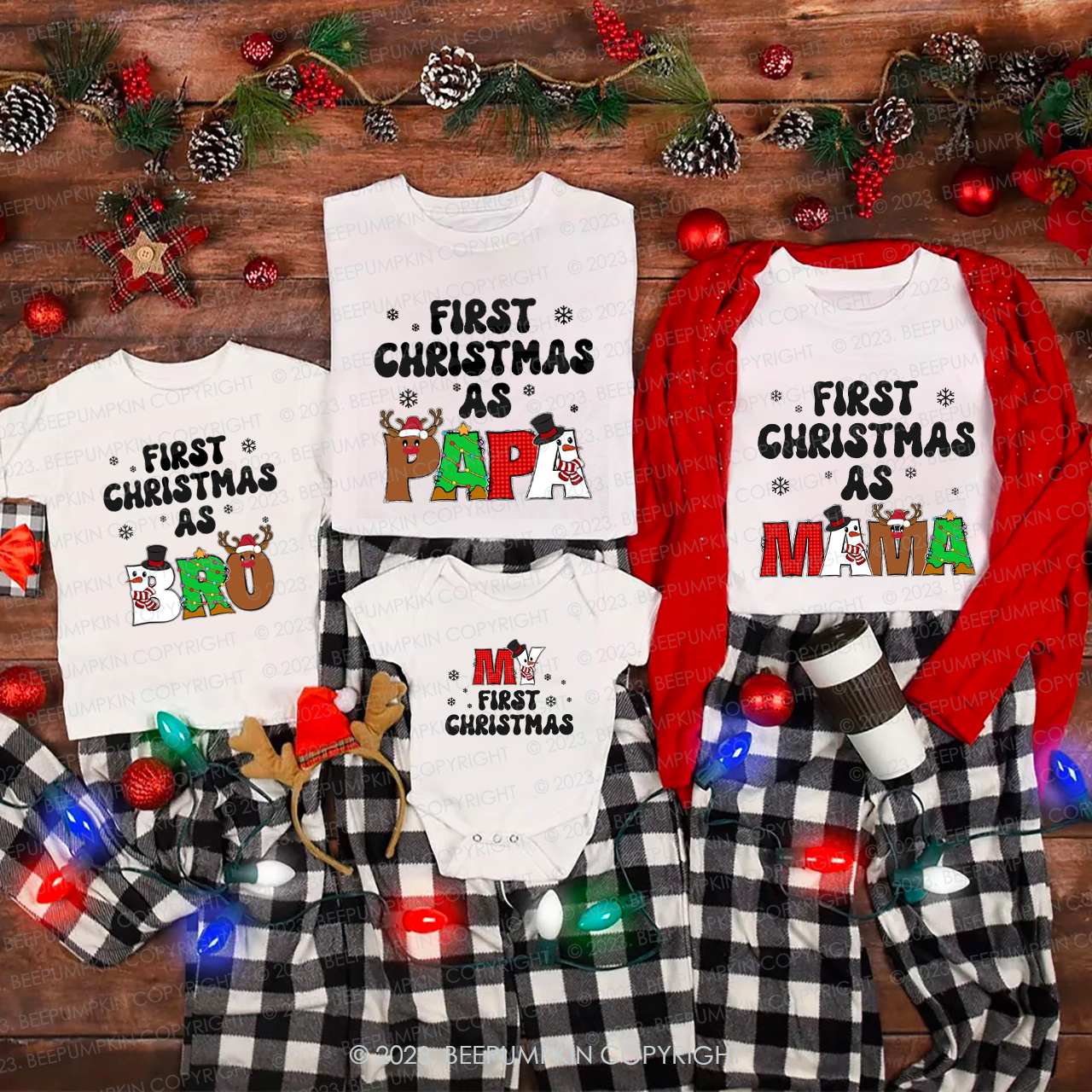 Personalized Bro It's My First Christmas Matching Family Shirt
