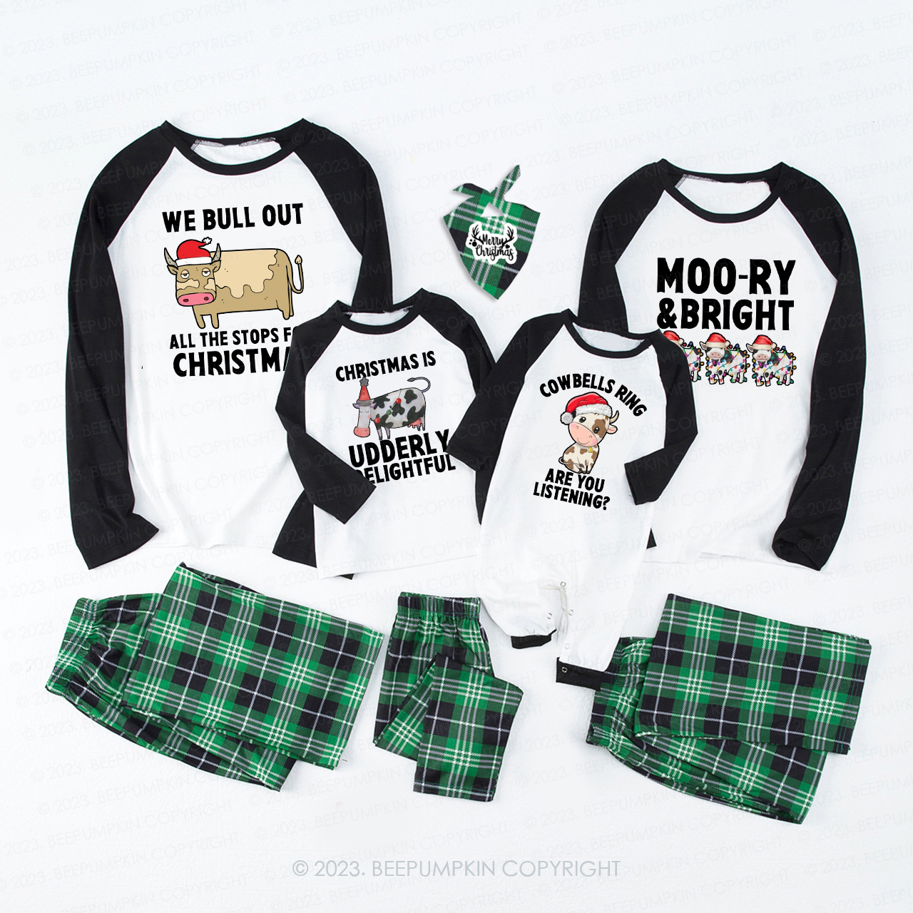 Funny Matching Family Cow Farm Christmas Pajamas