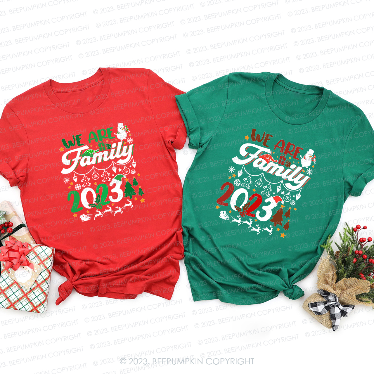 Colorful Christmas Carnival Party Family Matching Shirts