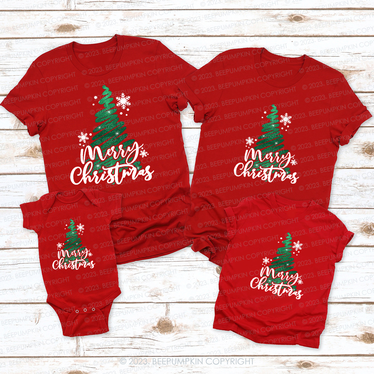Christmas Tree Scribble Family Matching Shirts