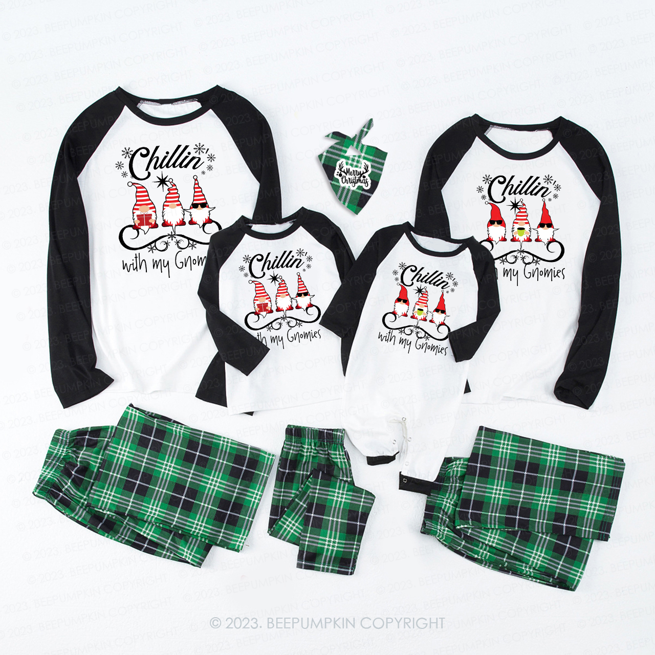 Chillin Gnomies Funny Family Christmas Matching Pajamas