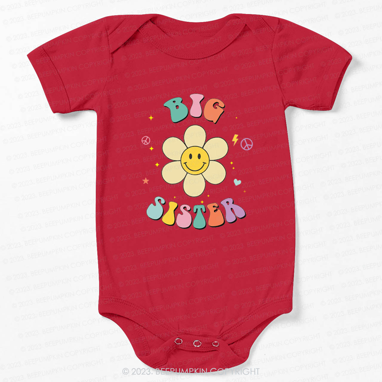 Personalized Smiley Face Flower Sibling Bodysuit For Baby
