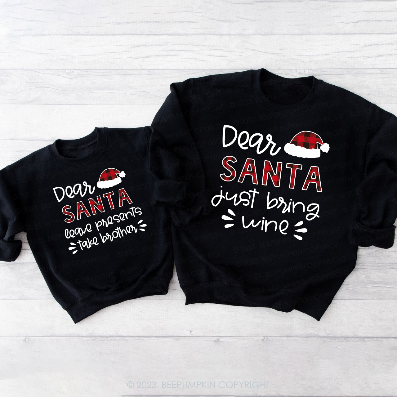 Dear Santa Hat Funny Sweatshirts For Family