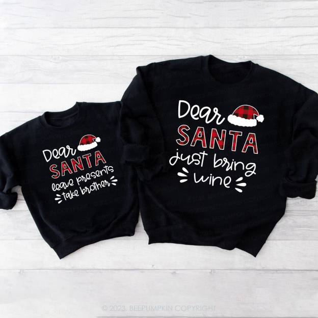 Dear Santa Hat Funny Sweatshirts For Family