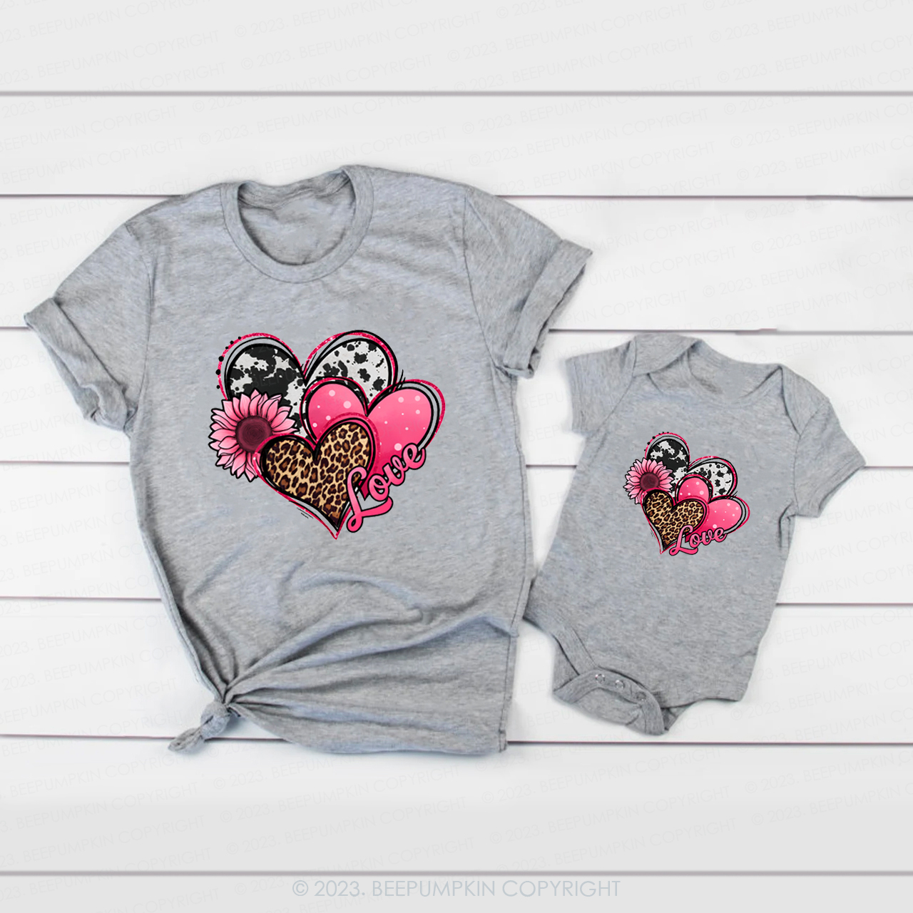 Valentines Day Western Hearts And Sunflower Family Matching Shirts