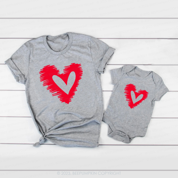 Heart Brush Valentines Day Matching Shirts